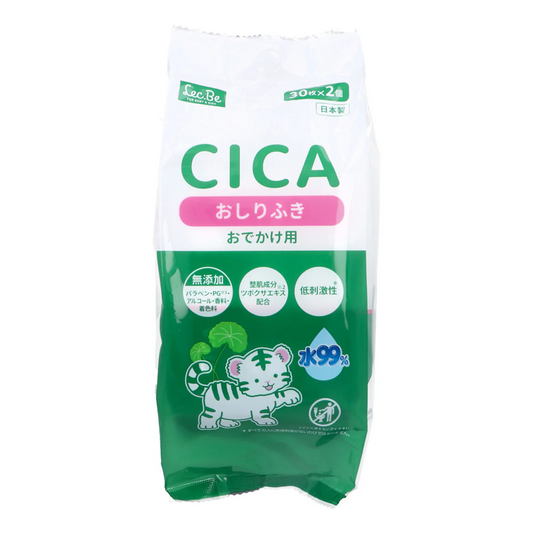 レック CICA ベビー用おしりふき 水99％ 無添加 ツボクサエキス配合 おでかけ用 30枚 2個入り X6パック