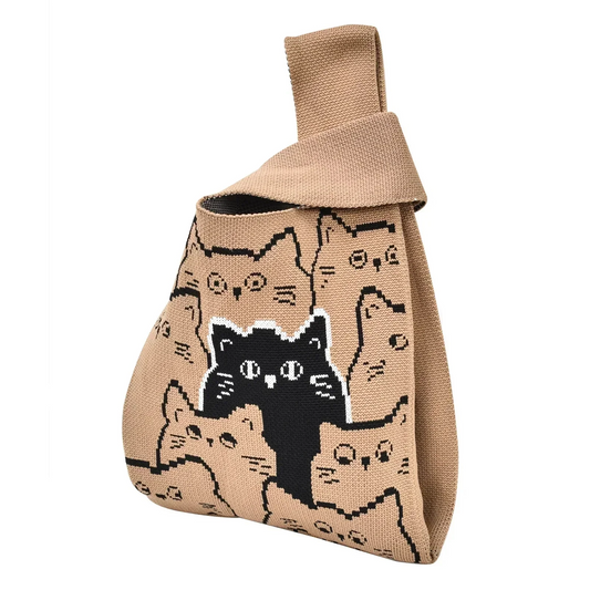 【キャットB】SNS大人気 ニットマルシェバッグ  レディース 小さめ ニットバッグ 韓国 ミニバッグ ハンドバッグ トートバッグ おしゃれ【カウシェファーム収穫対象商品】