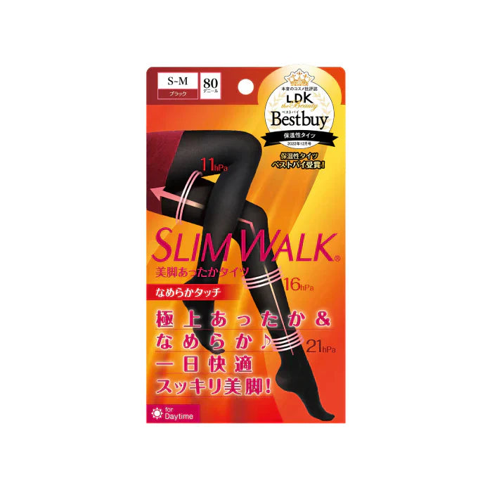 スリムウォーク認定販売店【美脚あったかタイツ（なめらかタッチ）（SMサイズ）】肌ざわりふんわり 80デニール ストッキング 着圧 美脚 ピップ