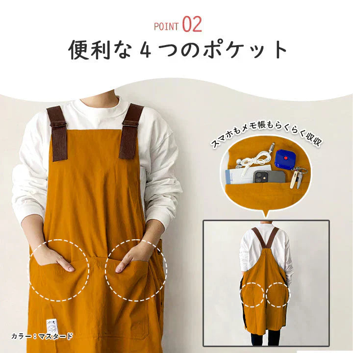 【ヒッコリーデニム】FABORI ワークエプロン ブリック エプロン メンズ レディース おしゃれ 男女兼用 フリーサイズ かぶり かぶるだけ ガーデニング 膝丈 シンプル DIY 無地 大人 プレゼント ギフト 父の日 保育士