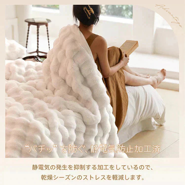 SNSで話題【ダブル×ダークグレー】毛布 ブランケット もこもこ毛布 ふわふわ あったか 厚手 おしゃれ