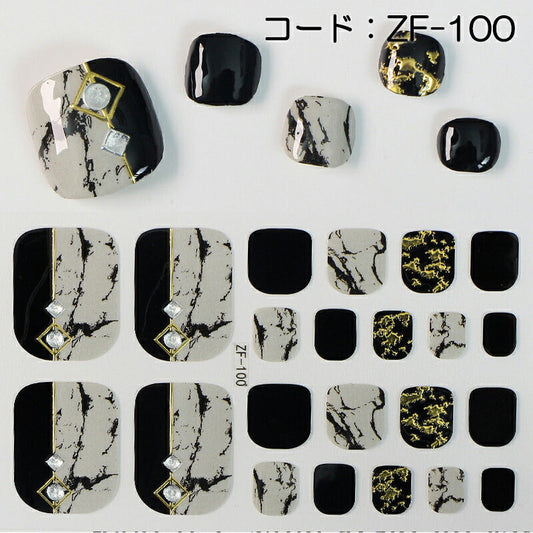ネイルシール フット用 足用 toe nail ピンク系 ブルー ジェル キラキラ お洒落 大人しい 淑女 韓国風 最新作 3D 全7色選べる 貼るだけ 花 ストーン柄 足指爪用