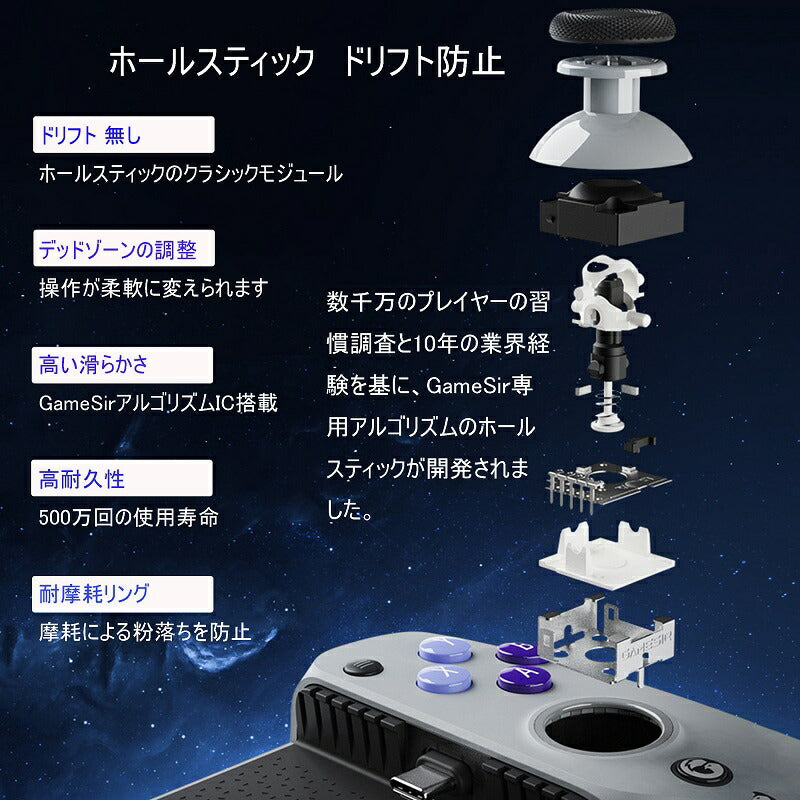 GameSir G8 Galileo スマホ ゲームコントローラー ゲームパッド 低遅延 Type-C接続 iPhone15 Android対応 パススルー充電 ボタンカスタム イヤホンジャック搭載