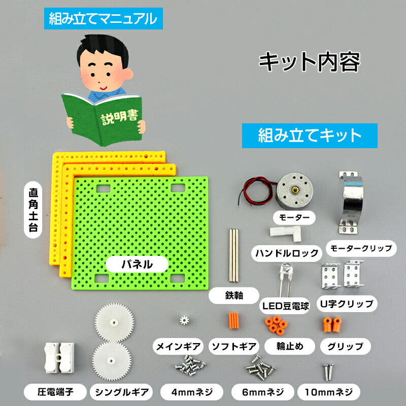 工作キット 豆電球 手回し発電機 実験 手動 自由研究 夏休み 冬休み 小学生 図工 DIY 制作 組み立て簡単 理科 科学 おもちゃ 手作り 子供 プレゼント 知育玩具