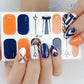 ネイルシール ハンド用 ブルー系 青 グレー オレンジ キラキラ お洒落 大人しい ファッション 韓国風 3D 全7色選べる 貼るだけ 花 しま ボード柄 手指爪用