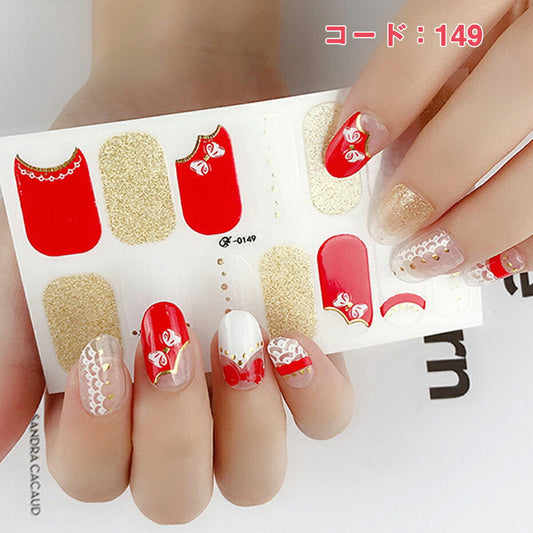 ネイルシール ハンド用 レッド系 赤 グレー クリア キラキラ お洒落 パッション 情熱 目立つ 韓国風 最新作 3D 全6色選べる 貼るだけ 花  ストーン柄 手指爪用