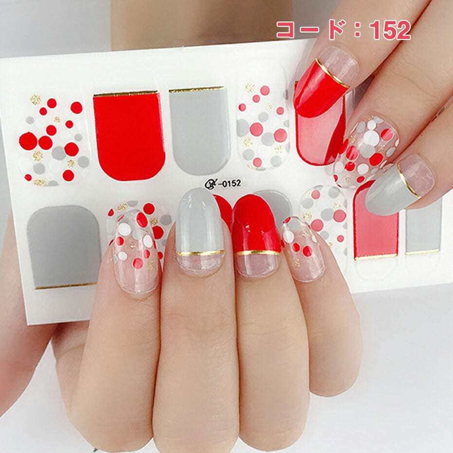 ネイルシール ハンド用 レッド系 赤 グレー クリア キラキラ お洒落 パッション 情熱 目立つ 韓国風 最新作 3D 全6色選べる 貼るだけ 花  ストーン柄 手指爪用