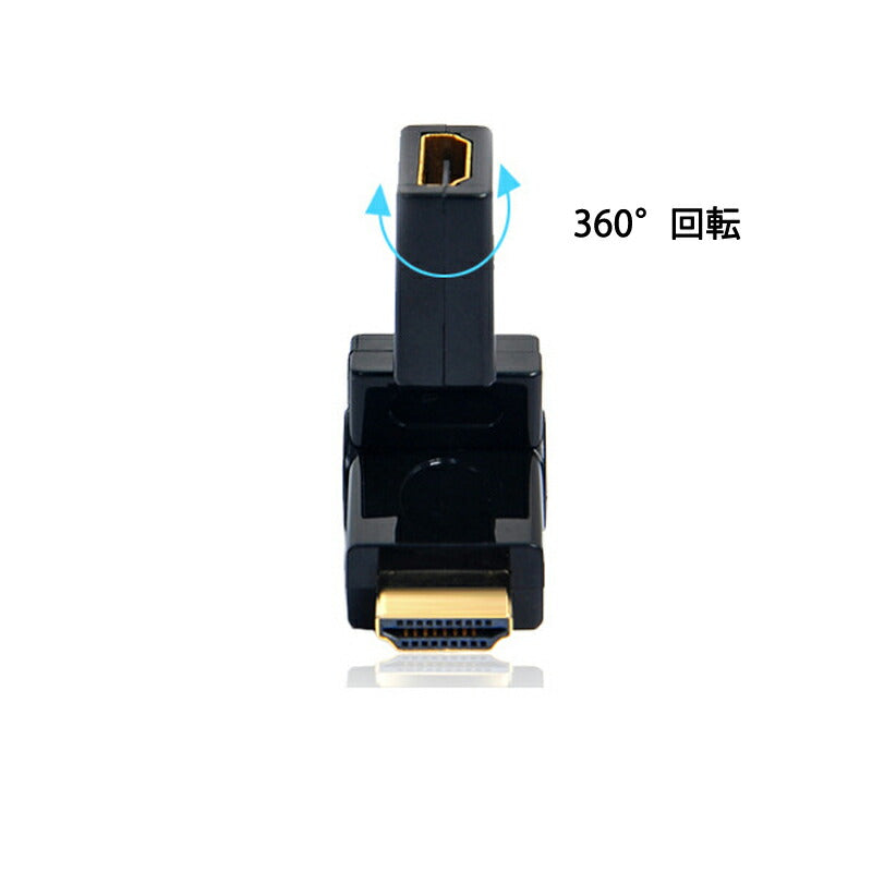 HDMI 360° 角度変換 アダプタ 向き自由調整 90°～270° 上曲げ 下曲げ コネクターオス⇔メス V1.4 1080P 方向 転換 標準HDMI HDMIケーブル整理 断線防止