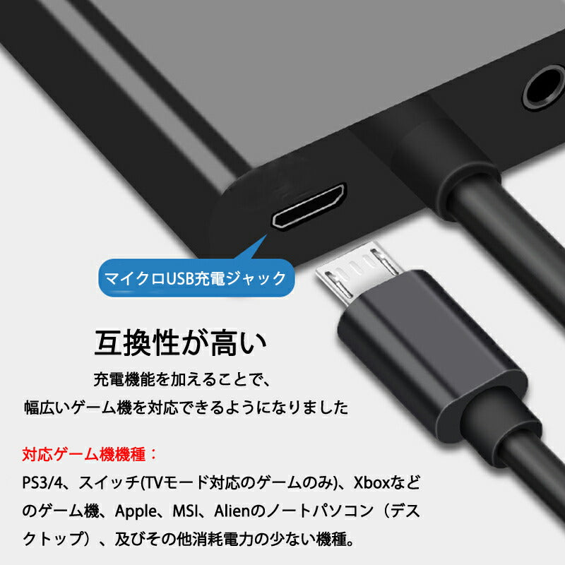 HDMI オス VGA AUX メス 充電 3.5mm音声機能付 変換アダプター PS4 スイッチ Macbook 対応 オーディオジャック付き 黒 単方向 変換ケーブル V1.4 1080P