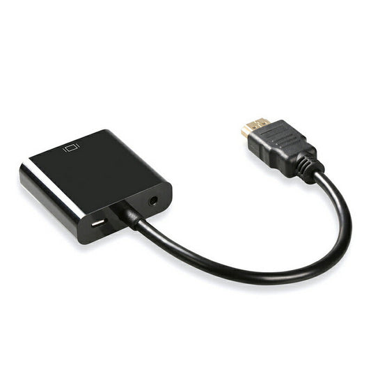 HDMI オス VGA AUX メス 充電 3.5mm音声機能付 変換アダプター PS4 スイッチ Macbook 対応 オーディオジャック付き 黒 単方向 変換ケーブル V1.4 1080P