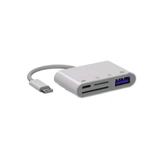 iPhone 4in1変換アダプタ Lightning充電ジャック USB3.0ポート SD/TFカードリーダー iPadライトニング データ転送 バックアップ PDFファイル 保存移動