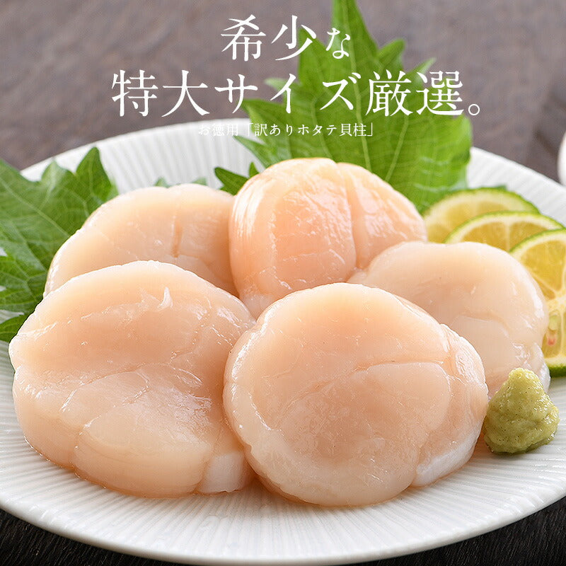 【超得ハイパーSALE】特大訳ありホタテ！ ホタテ ほたて 貝柱 特大 1kg 訳あり（割れ 欠け サイズ不揃い） ほたて貝柱 ホタテ貝柱 ほたて 帆立 海鮮［送料無料］ 母の日 プレゼント ギフト  母の日思いの 健康 実用的 父の日 子供【エコ得】