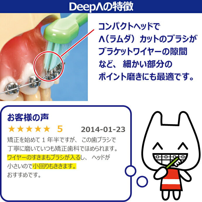 矯正 歯ブラシ Deep Λ(ラムダ) / Mふつう 4本＋オルソU4本の合計8本セット【メール便送料無料】