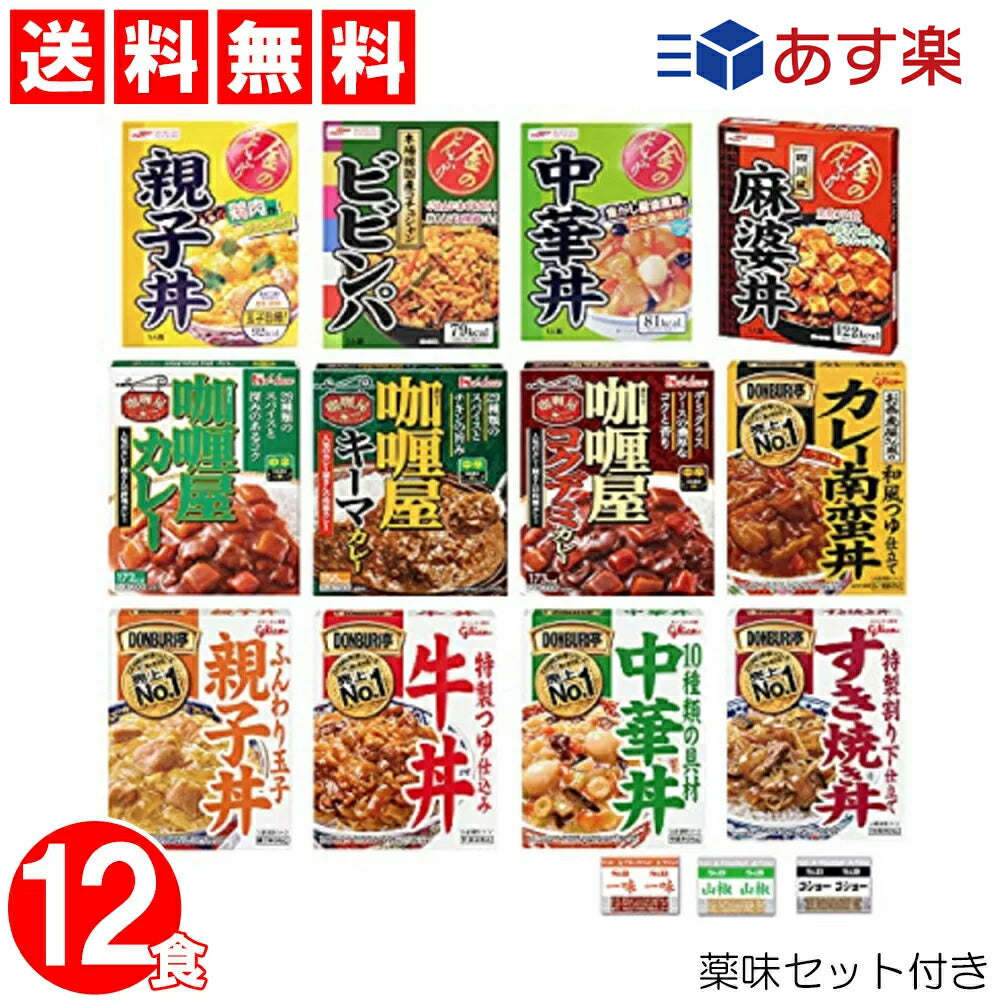 【3人シェア買いでお得】どんぶり亭 金のどんぶり カリー屋カレー 12食 詰め合わせ セット +薬味セット付【当店オススメ】