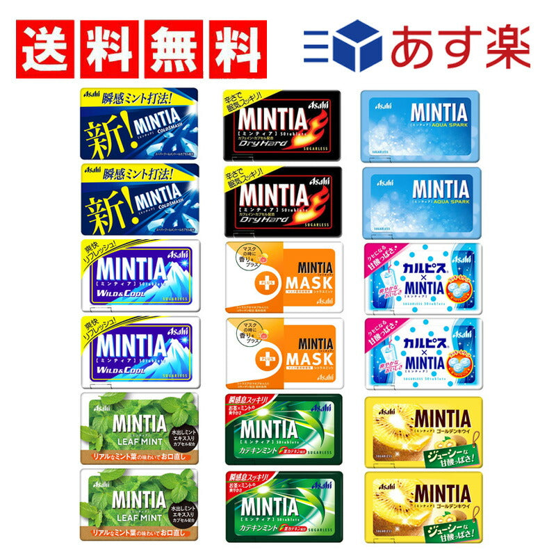 【3人シェア買いでお得】【送料無料】ミンティア9種×各2（ コールドスマッシュ　ワイルド＆クール　ドライハード　+MASKシトラスミント　リーフミント　カテキンミント　アクアスパーク　カルピス　ゴールデンキウイ ）計18個　Bセット
