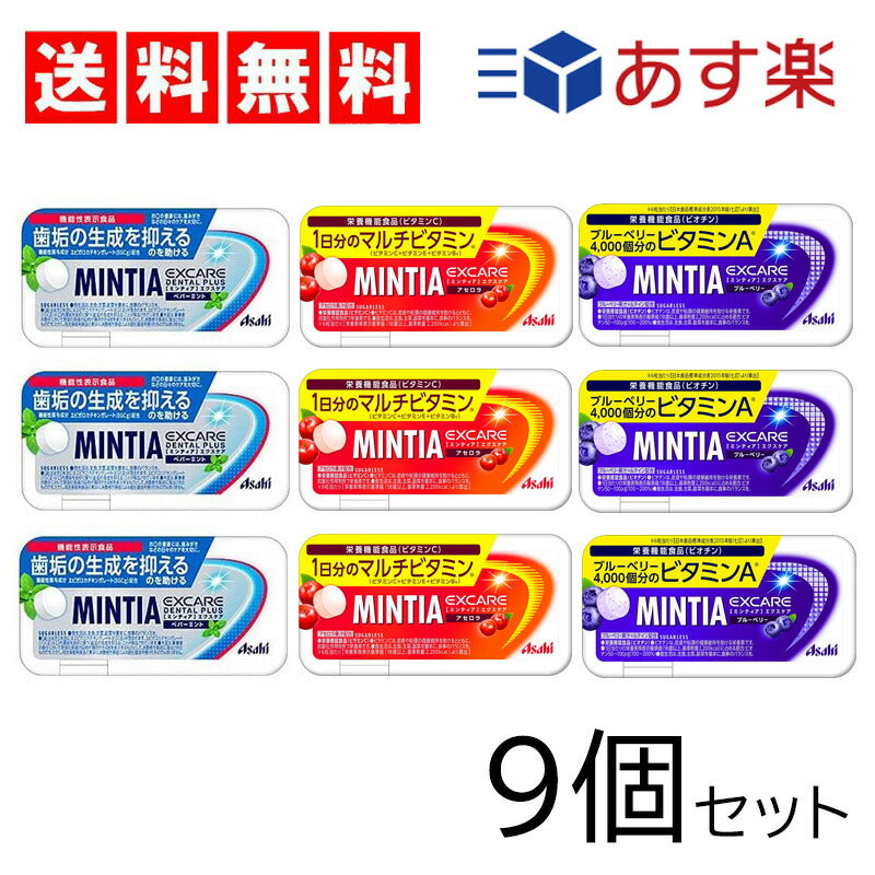 【3人シェア買いでお得】【送料無料】ミンティアエクスケア3種 9個詰合せ（デンタルプラスペパーミント　アセロラ　ブルーベリー）×各3個　Fセット