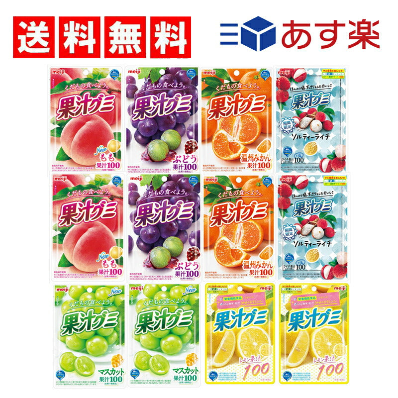 【送料無料】果汁グミ 6種×各2（ もも　ぶどう　温州みかん　ソルティーライチ　マスカット　レモン ）計12個セット