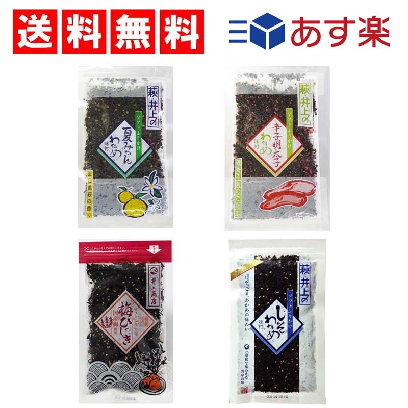 【3人シェア買いでお得】井上商店 ソフトふりかけ 4種 Dセット（夏みかんわかめ・辛子明太子わかめ・梅ひじき・しそわかめ青ラベル）