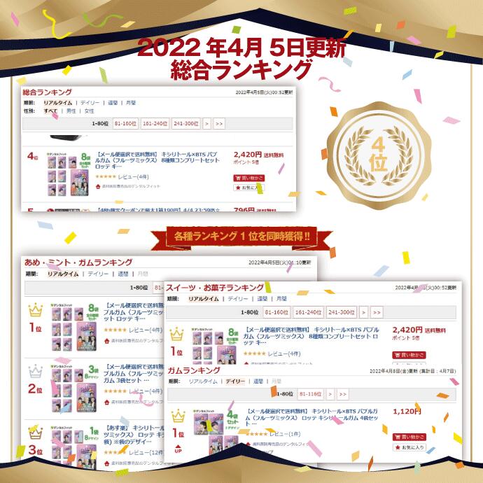キシリトール×BTS  バブルガム〈フルーツミックス〉 ロッテ キシリトールガム 4袋セット 【bts フーセンガム 防弾少年団 ARMY アーミー バンタン V ヴィ テテ テヒョン ジョングク グク 】BTSガム【メール便送料無料】
