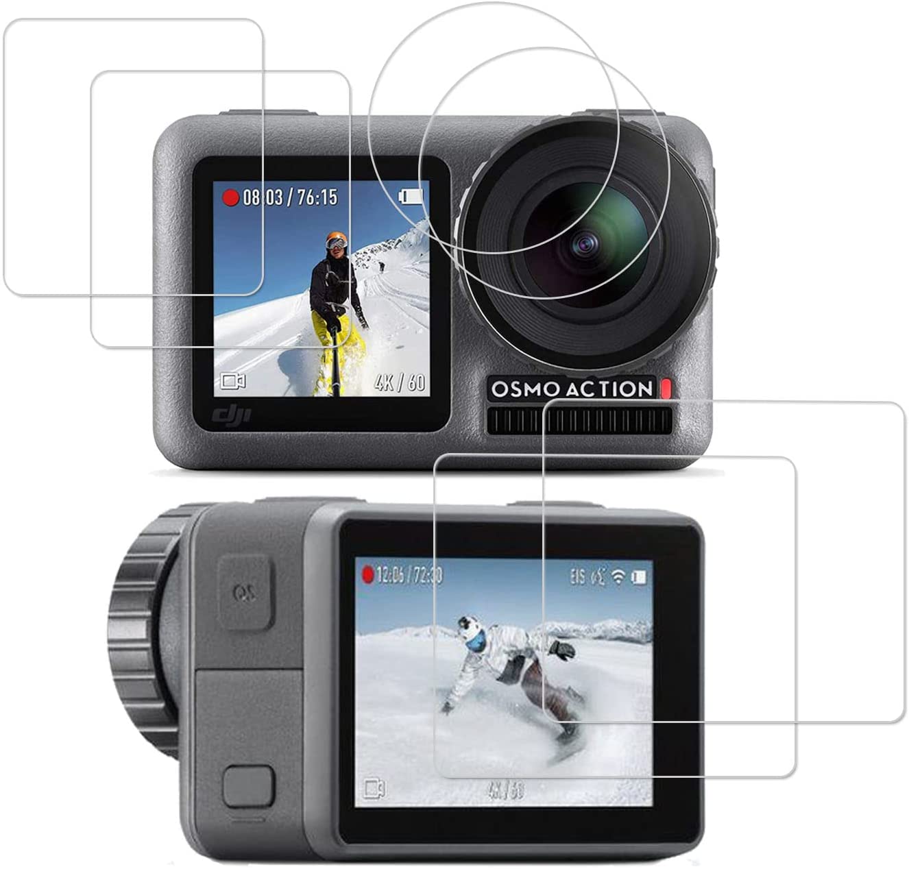 DJI OSMO Action 液晶保護フィルム アクションカメラ 衝撃吸収 レンズ タッチパネル傷防止 強化ガラスフィルム アクセサリー (3枚１セット) オスモ アクション