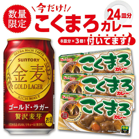 【コクまろカレー3個付き】【送料無料】サントリー 金麦 ゴールド・ラガー 350ml×2ケース