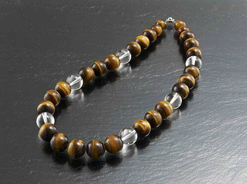 超ド級15mm虎眼石ネックレス [ ネックレス メンズ タイガーアイ 水晶 虎眼石 アクセサリー 男性 父の日 天然石 パワーストーン 勝負運　日本製 ギフト プレゼント 送料無料 ]