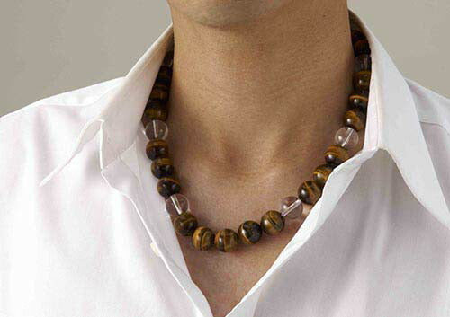 超ド級15mm虎眼石ネックレス [ ネックレス メンズ タイガーアイ 水晶 虎眼石 アクセサリー 男性 父の日 天然石 パワーストーン 勝負運　日本製 ギフト プレゼント 送料無料 ]