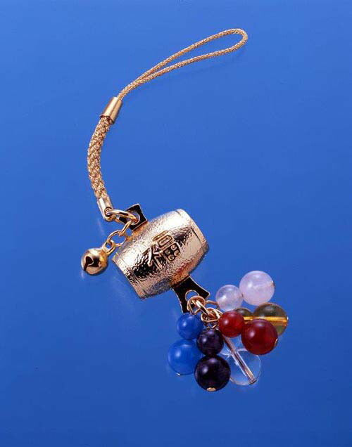 黄金小槌六色ひょうたんストラップ [ ストラップ 天然石 シンプル かわいい パワーストーン 幸運 金運 財運 健康 ギフト プレゼント 開運 邪気払い 御守り お守り iphone スマホ 携帯 チャーム ]