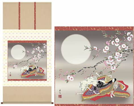 掛軸「紫式部」 西尾香悦 筆[ 収納箱 10年保証 47x52 品質保証書付き 厄除け 女児 節句 お祝い 短尺タイプ 季節掛け 雛人形 雛祭り 受注生産 床の間 和風 掛け軸 日本製 名画 縁起物 プレゼント 画寸 送料無料 ]