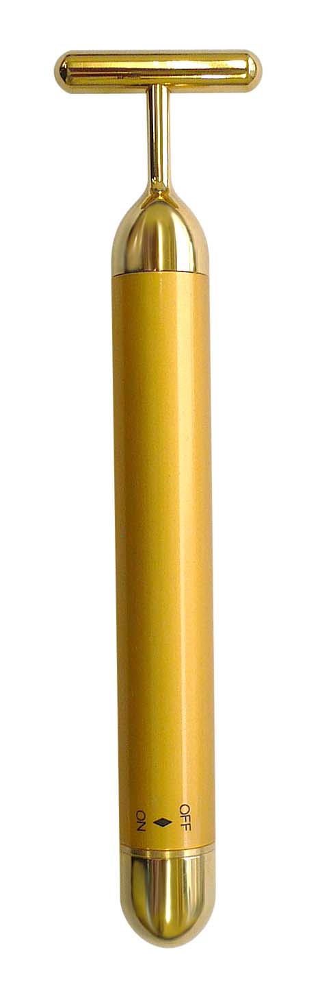 ２４金電動美顔器 BEAUTYSTICK [ 美顔器 振動 純金 入浴 お風呂 美容 持ち運び可能 電動簡単操作 24金 防水 リラックス ホームケア マッサージ 電池式 軽量 コンパクト 日本製 送料無料 ]