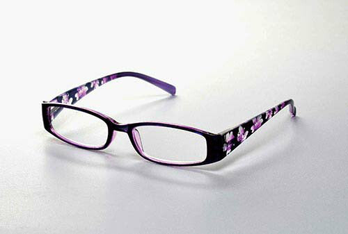 【パープル3】シニアグラス 老眼鏡 女性 レディース  おしゃれ ケース付き ギフト プレゼント 敬老の日 母の日 / フラワーシニアグラス +1.0~+6.0