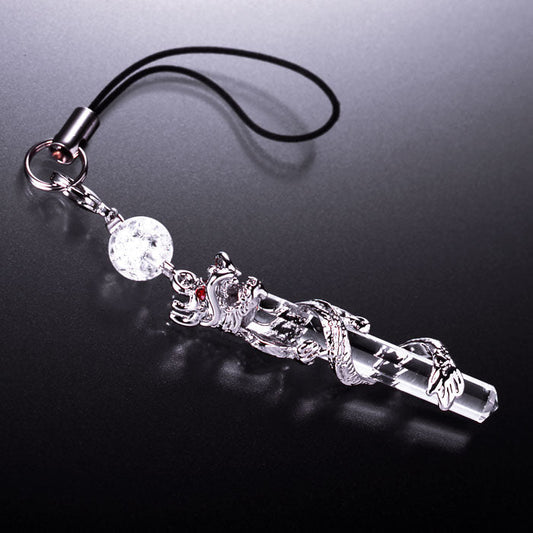 風水龍・水晶ストラップ [ ストラップ クリア シンプル メンズ レディース 贈り物 プレゼント ギフト 天然石 パワーストーン 開運 邪気払い 御守り お守り スマホ 携帯 チャーム 日本製 国内産 ]