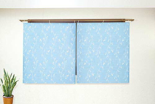 遮熱 遮光 窓 熱中症 日差し 目隠し 簡単取り付け 水色 リーフ柄 冷気 熱気 防寒 自由 調節可能 日本製 国内産 送料無料 インテリアアート断熱・遮光シート２枚組