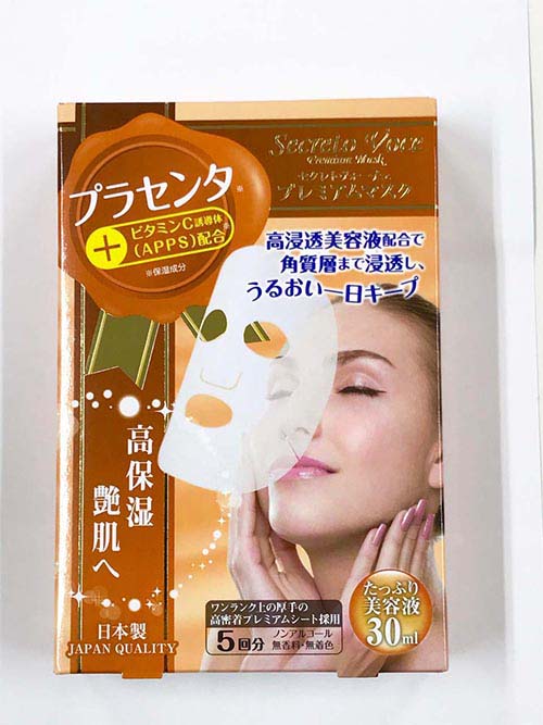 【プラセンタ(アンチエイジング)】セクレトボーチェ プレミアムマスク 高保湿 高浸透美容液 高密着 コラーゲン 保湿 乾燥肌 小じわ ビタミンＣ フェイスパック フェイスマスク セクレトボーチェ