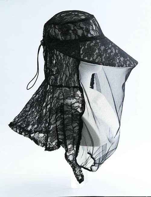 【ブラック】虫よけ 帽子 花柄 レディース 虫よけレースハット  UVカット 農作業 ガーデニング