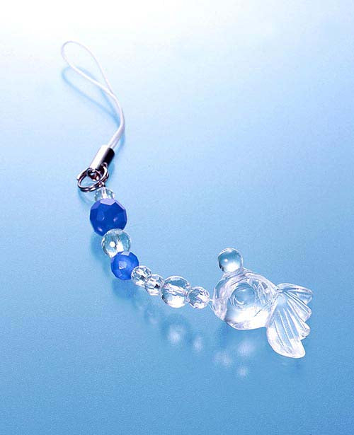 金魚ストラップ [ ストラップ スマホ パワーストーン 天然石 開運グッズ 開運 風水 白水晶 青メノウ 金魚 ブルー クリア 財布 携帯 ]