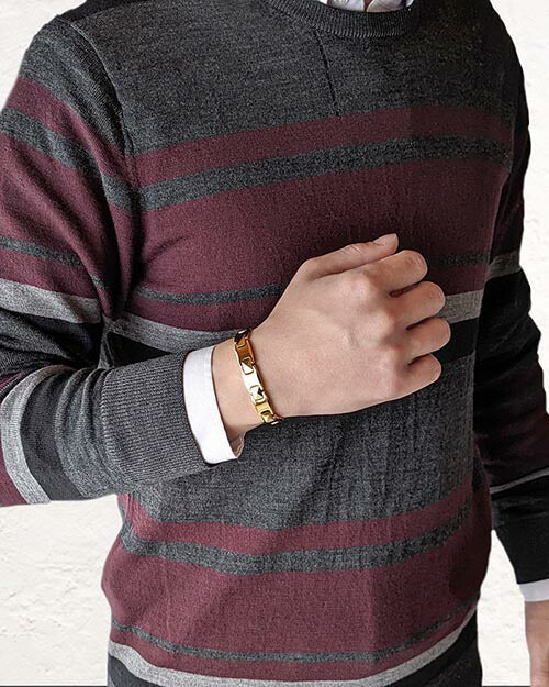 刻印入り タングステンブレスレット 10mmタイプ  メンズ 男性 ゴールド 純金メッキ サイズ調整 ギフト プレゼント 贈り物 父の日 敬老の日