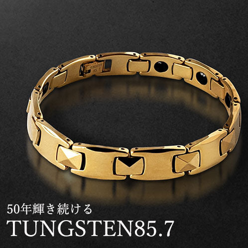 刻印入り タングステンブレスレット 10mmタイプ  メンズ 男性 ゴールド 純金メッキ サイズ調整 ギフト プレゼント 贈り物 父の日 敬老の日