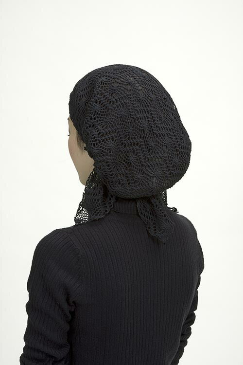 【ダークグレー（ラメ入り）】ニットヘアーキャップ  レディース 女性用 春用 夏用 来客 入院 抗がん剤 白髪隠し 涼しい 蒸れにくい 紫外線対策 レース サマーニット