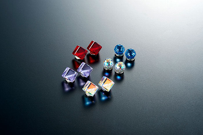 マグネットピアス レディース 5ペア セット6mm シンプル ストーン 磁石 ノンホールピアス イヤリング フェイクピアス