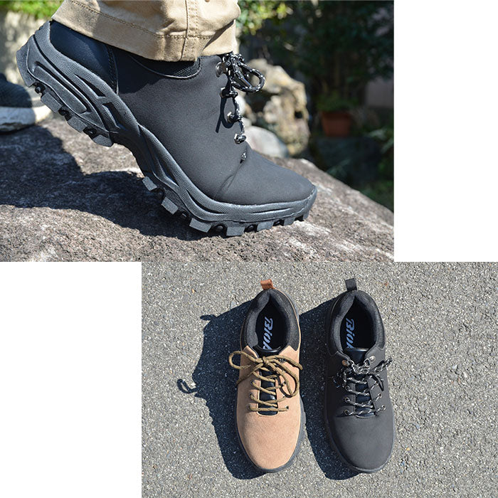 【ブラック　26.0cm】トレッキングシューズ メンズ ローカット 靴ひも 登山靴 アウトドア キャンプ ウォーキングシューズ