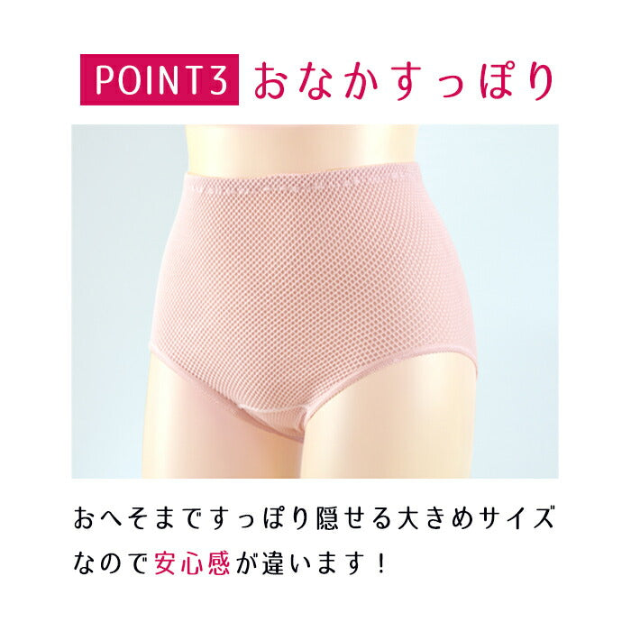 【Ｌサイズ】尿漏れパンツ 女性用ショーツ 3色組 25cc 失禁ショーツ 安心ショーツ シームレス 無縫製 深履き ゆったり 日本製 / 心地いい安心ショーツ3色組