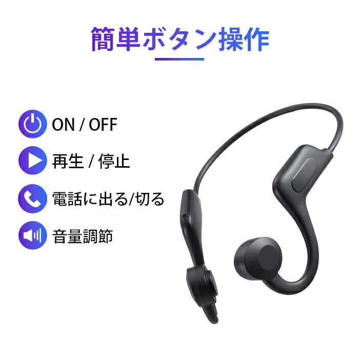 1年保証 骨伝導イヤホン 耳を塞がないイヤホン ワイヤレス bluetooth5.0 ブルートゥース  高齢者 難聴の人 超軽量 マイク機能付き