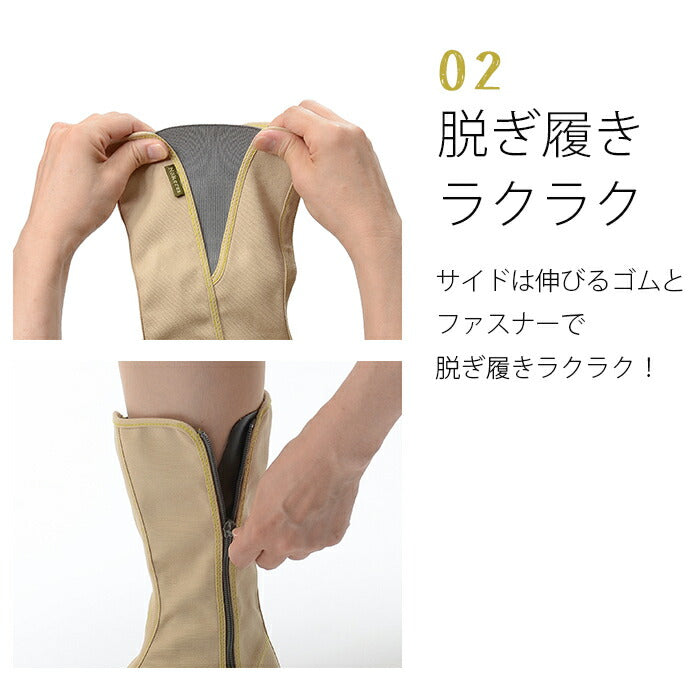 【ベージュ 25.0cm】福山ゴム ノーカーズ 長靴 レディース 作業用 おしゃれ ガーデニング 農作業 3E 22.5-25.0cm 抗菌 防臭 撥水