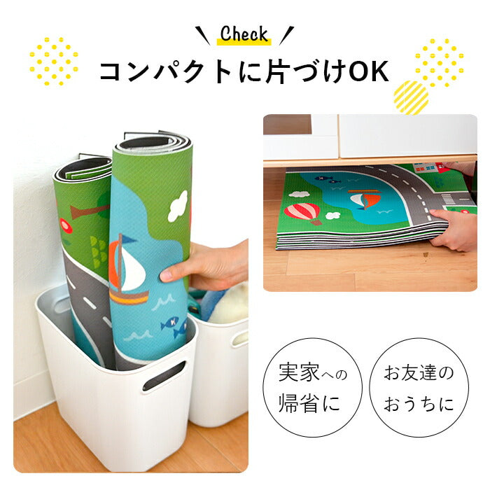 プレイマット 道路マット 厚手 衝撃吸収 45×45cm 4枚セット 子ども あかちゃん ベビー 子供部屋 キッズスペース 幼稚園 保育園 男の子 / 知育マット マイロード