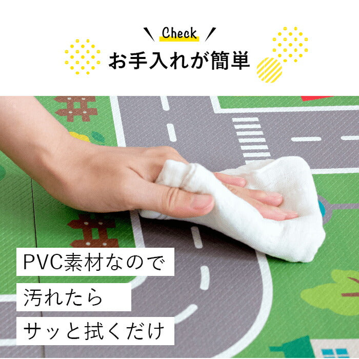 プレイマット 道路マット 厚手 衝撃吸収 45×45cm 4枚セット 子ども あかちゃん ベビー 子供部屋 キッズスペース 幼稚園 保育園 男の子 / 知育マット マイロード