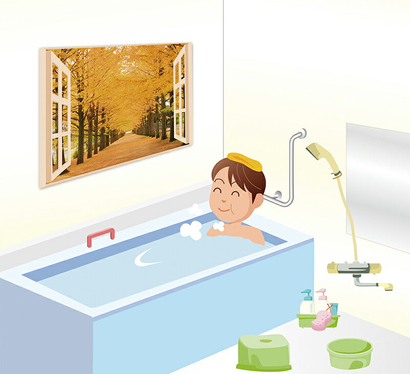 お風呂 浴室 バスルーム ポスター 風景 / 四季彩 日本の四季 4枚セット 52×73cm / 貼り直しOK バスグッズ お風呂グッズ お風呂に張れる壁紙 日本製