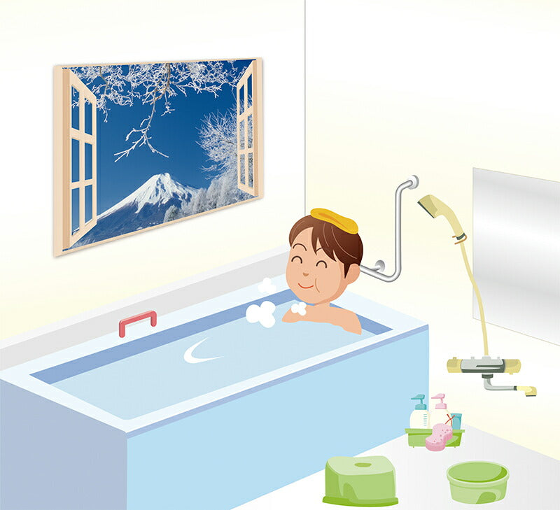 お風呂 浴室 バスルーム ポスター 風景 / 四季彩 日本の四季 4枚セット 52×73cm / 貼り直しOK バスグッズ お風呂グッズ お風呂に張れる壁紙 日本製