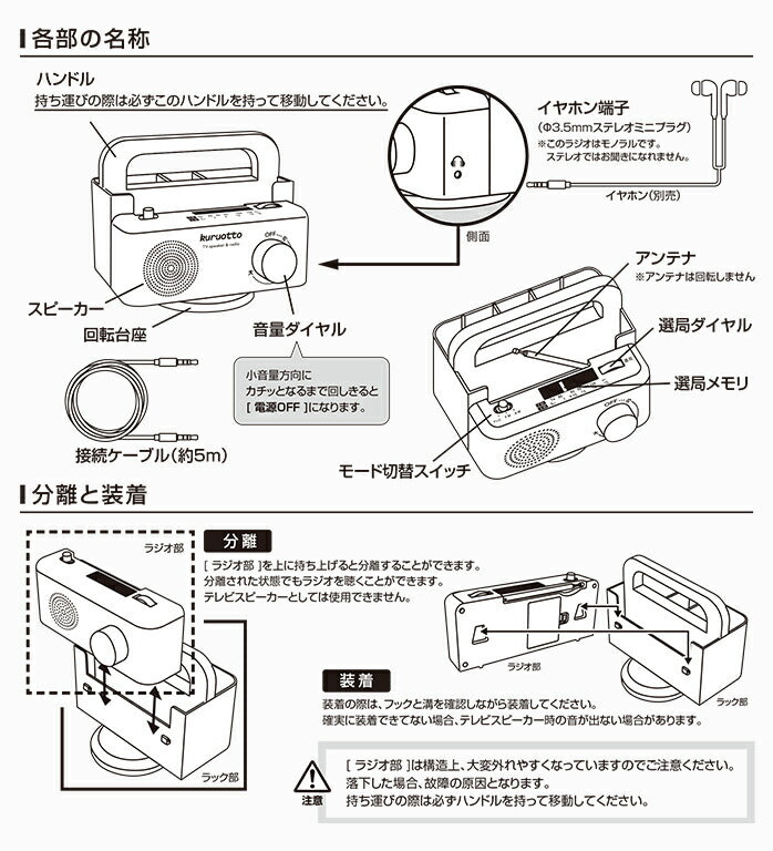 テレビの音が手元で聞こえるスピーカー リモコンラック テレビスピーカー 有線 5m 高齢者 シニア ラジオ FM/AM イヤホン対応 ギフト プレゼント 敬老の日