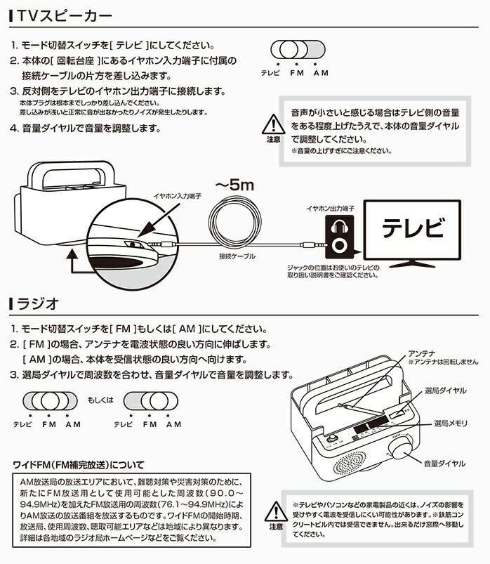 テレビの音が手元で聞こえるスピーカー リモコンラック テレビスピーカー 有線 5m 高齢者 シニア ラジオ FM/AM イヤホン対応 ギフト プレゼント 敬老の日